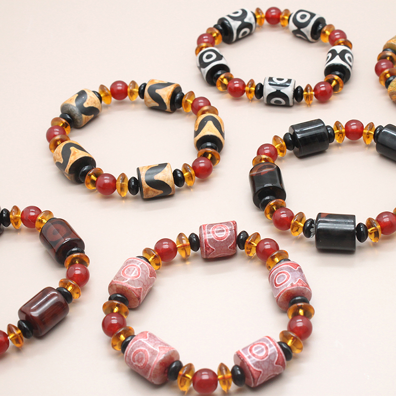 Natural agate bracelet for men and women, frosted agate bucket bead bracelet, live streaming hot selling natural stone jewelry