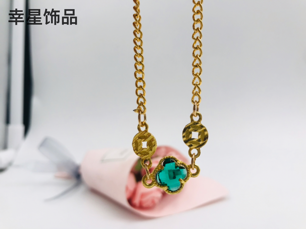 Clover accessories imitation gold bracelet fashion chain gold inlaid jade bracelet bracelet