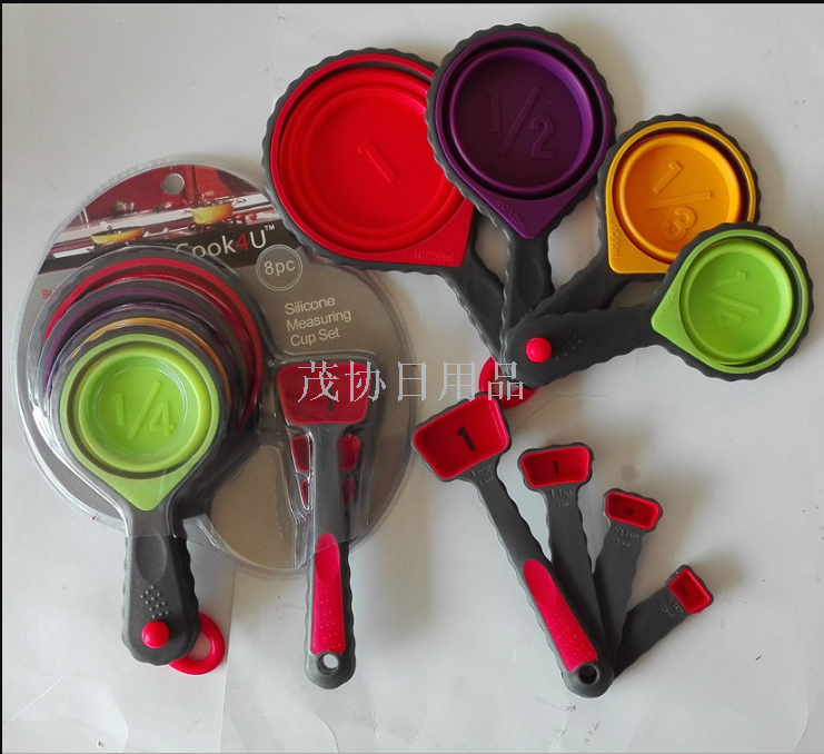 Silicone 8-piece measuring cup and spoon set for household kitchen baking tools