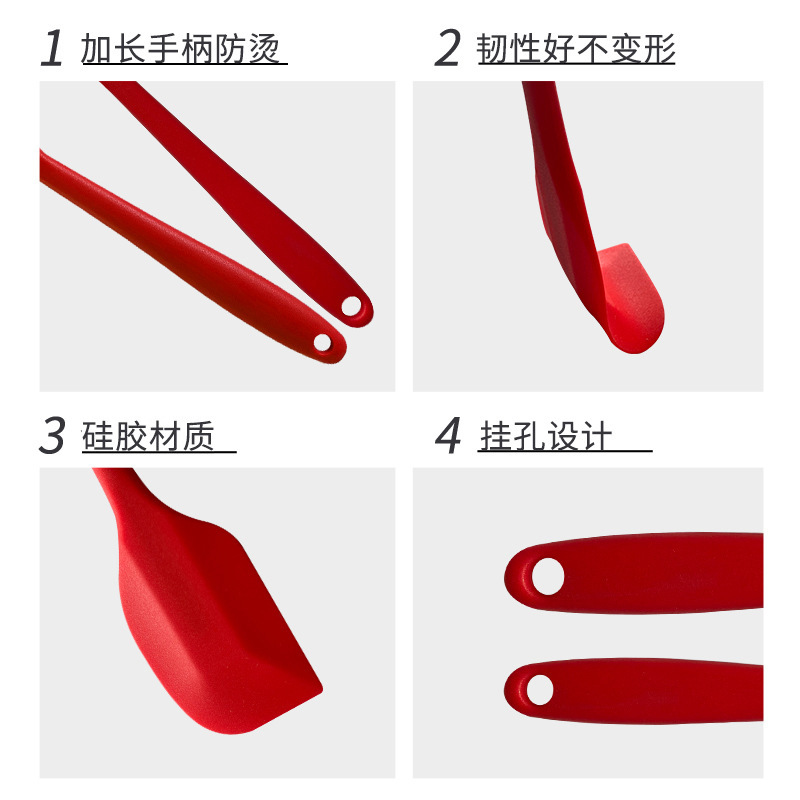 Spot wholesale silicone scraper set baking tool integrated cake cream scraper, oil brush scraper, 6-piece set