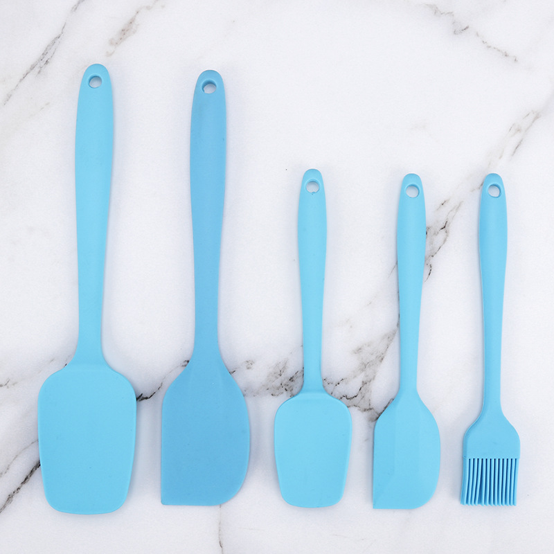 Food grade silicone scraper 5-piece set cake cream spatula oil brush batter mixing knife baking tool FDA