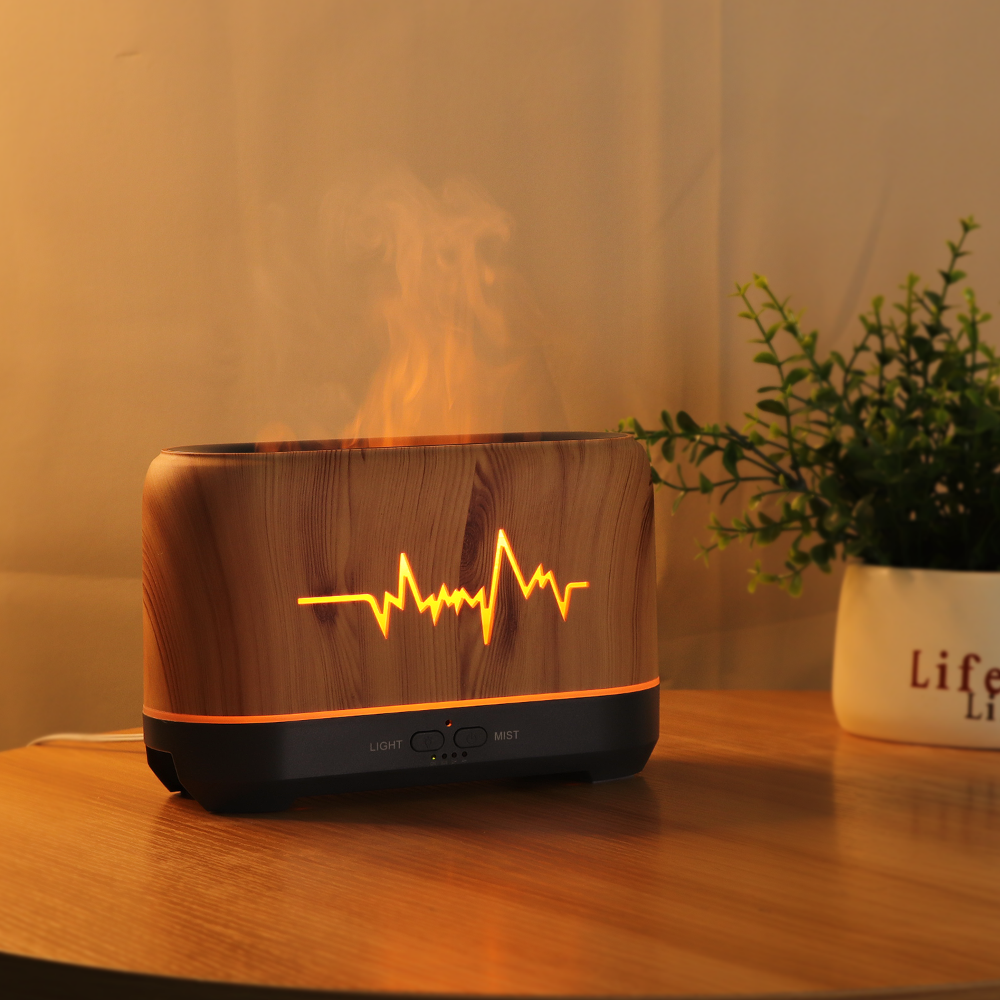 Creative flame aromatherapy machine, bedroom bedside table small night light, home office humidifier