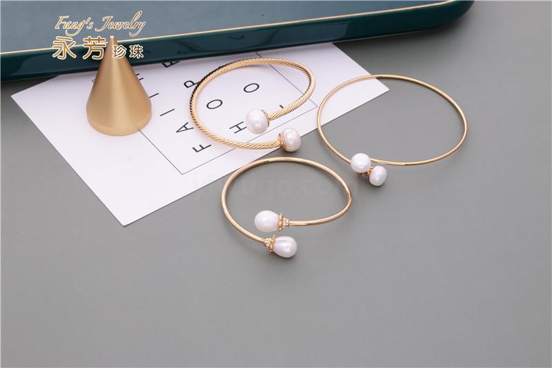 Ins Port Style Freshwater Pearl Open Adjustable Bracelet, Korean Versatile Thin Bracelet, European and American Style Bracelet