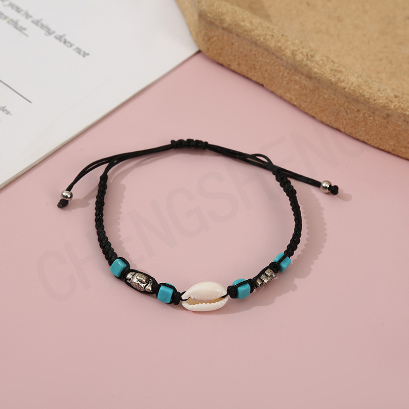 Cross border Ins style pearl shell weaving bracelet DIY turquoise bead jewelry women's versatile accessory set