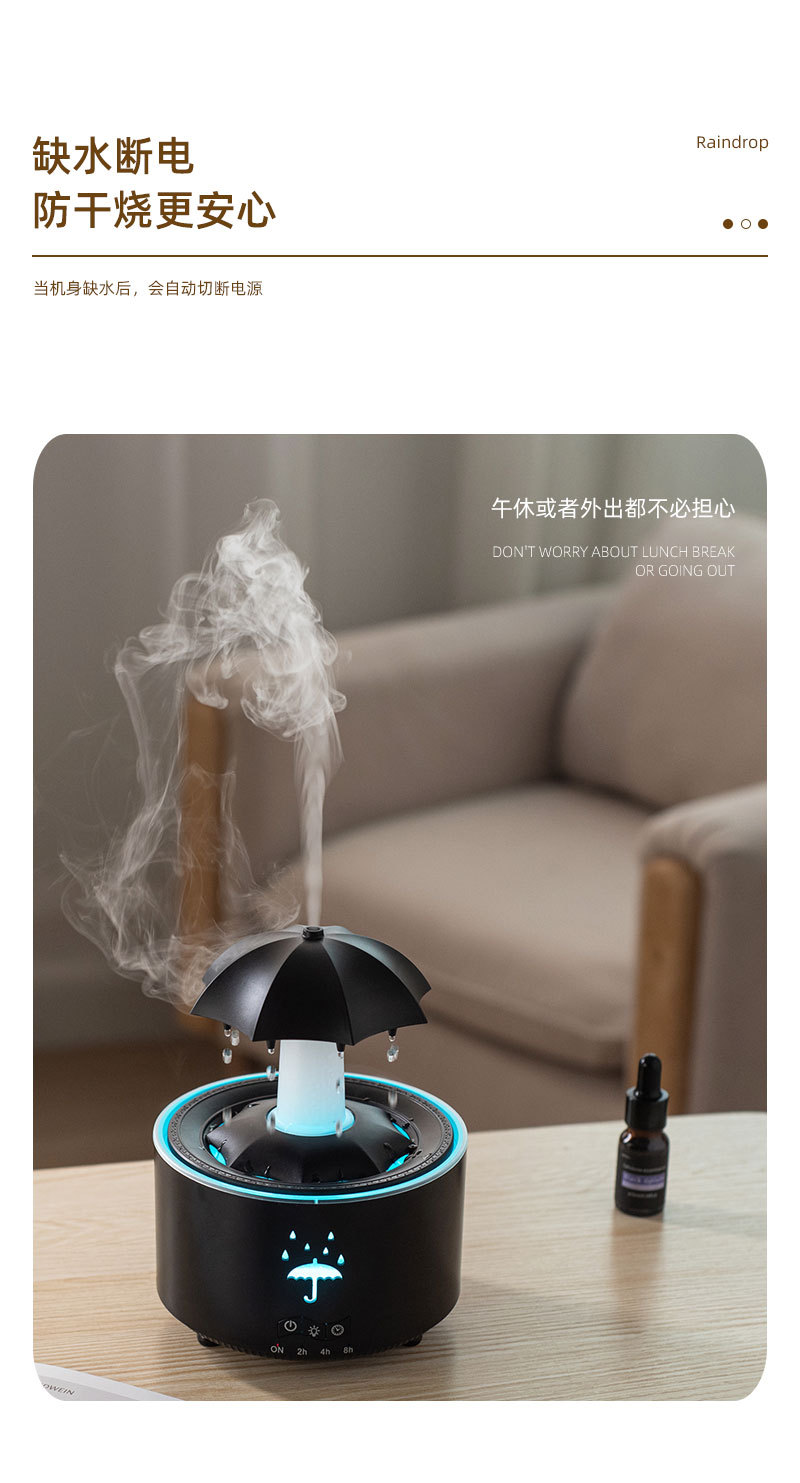 Rotating Raindrop Aromatherapy Machine, Heavy Fog Capacity, Home Office Essential Oil Fragrance Expansion, Desktop Colorful Aromatherapy Humidifier