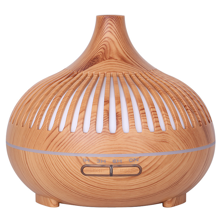 Wood grain humidifier, wood grain aromatherapy machine, 500ML remote control hollow cross-border new model, 7-color lighting