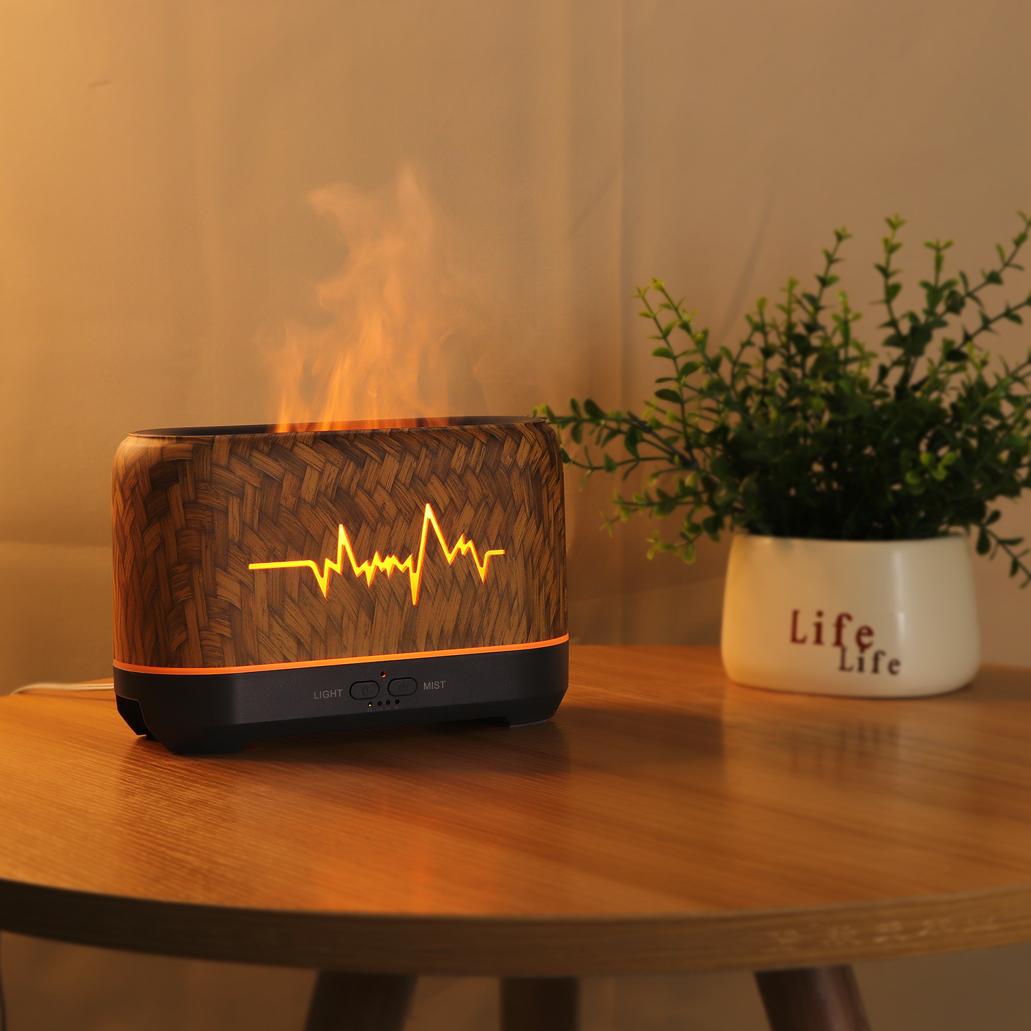 Creative flame aromatherapy machine, bedroom bedside table small night light, home office humidifier