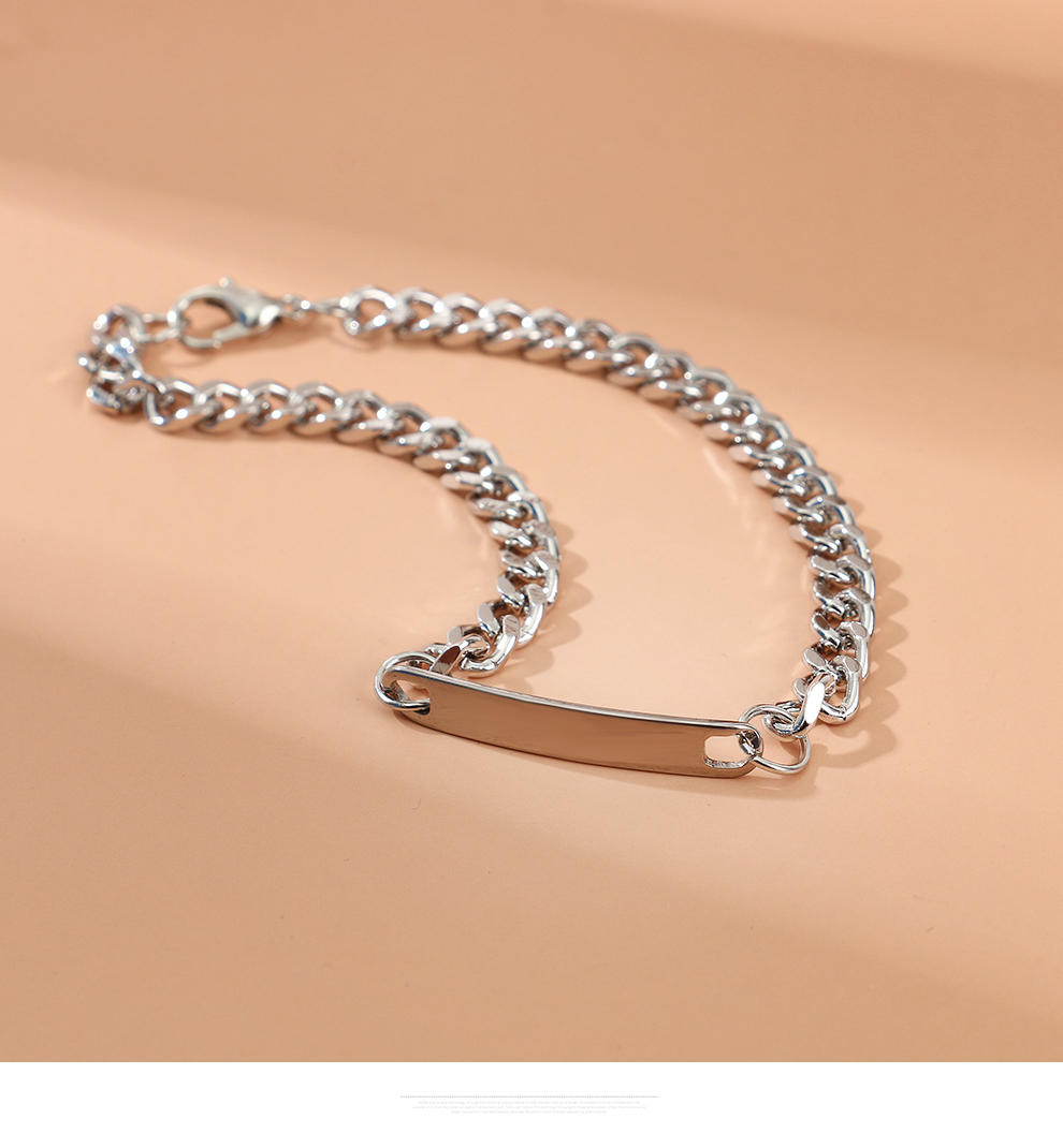 Bracelet men's trendy Korean version titanium steel chain personalized men's bracelet simple men's style cool punk wide bracelet cross-border