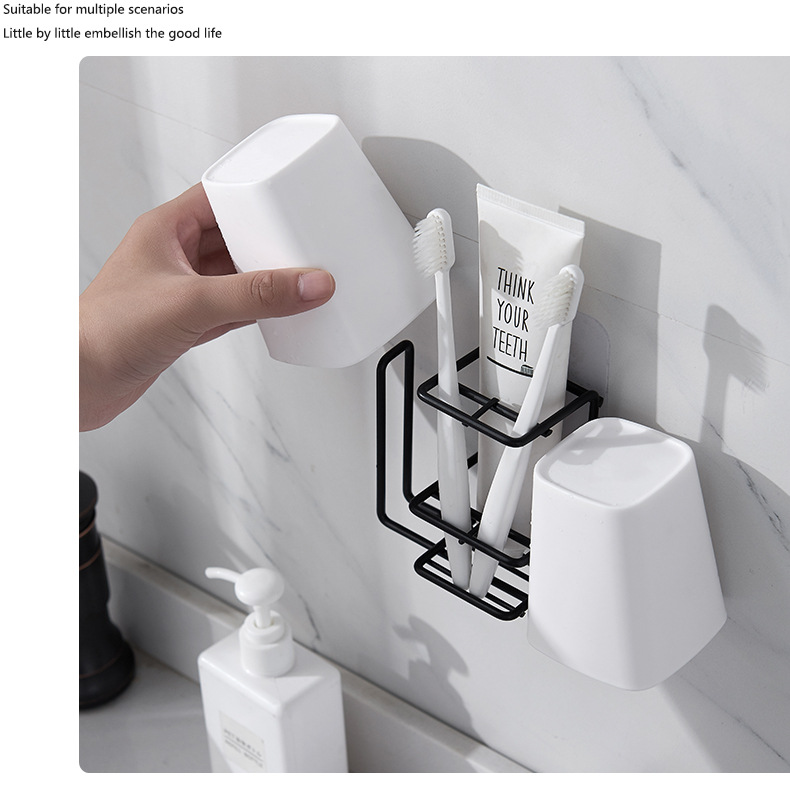 Metal Creative Toothbrush Rack Wall Mounted Bathroom Wall Toothpaste Rack Bathroom Storage Rack Manufacturer