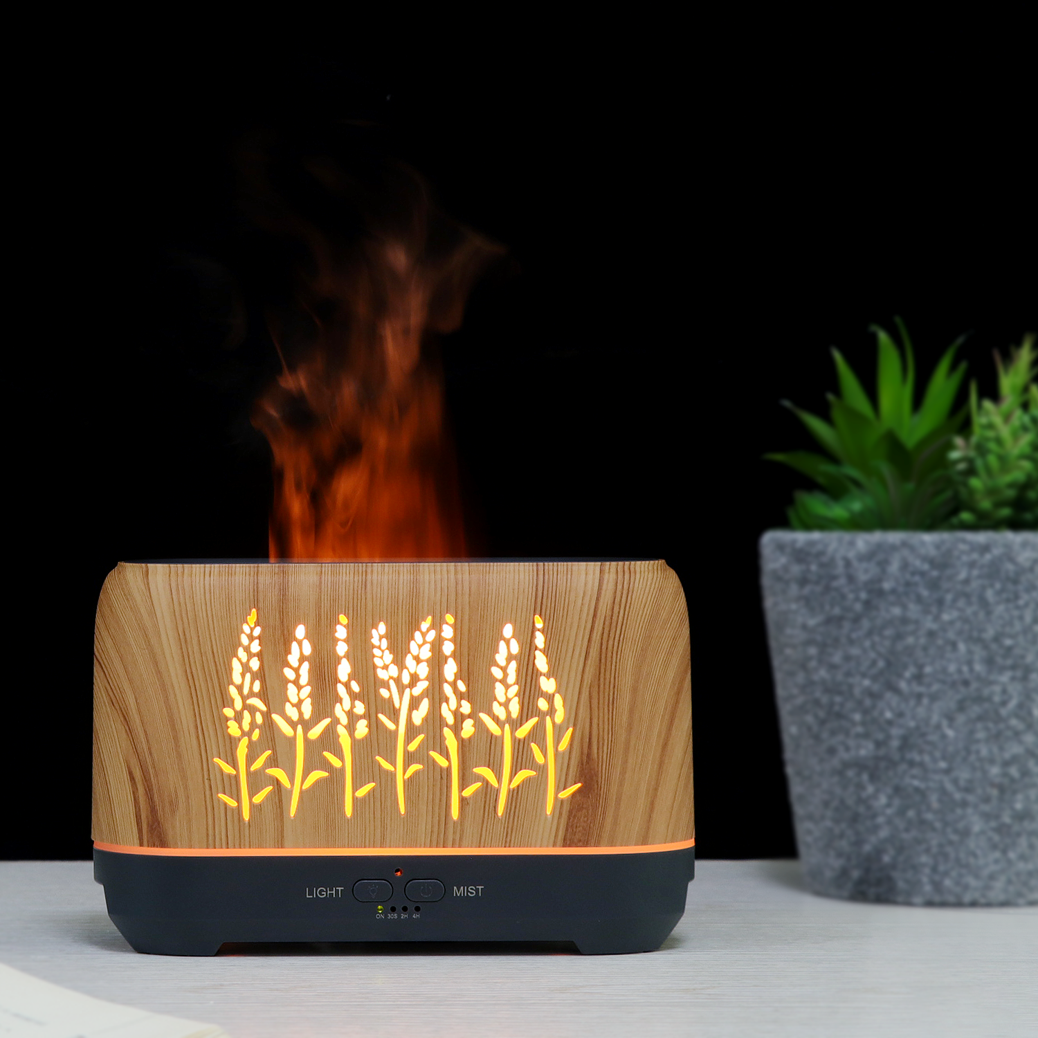Creative flame aromatherapy machine, bedroom bedside table small night light, home office humidifier
