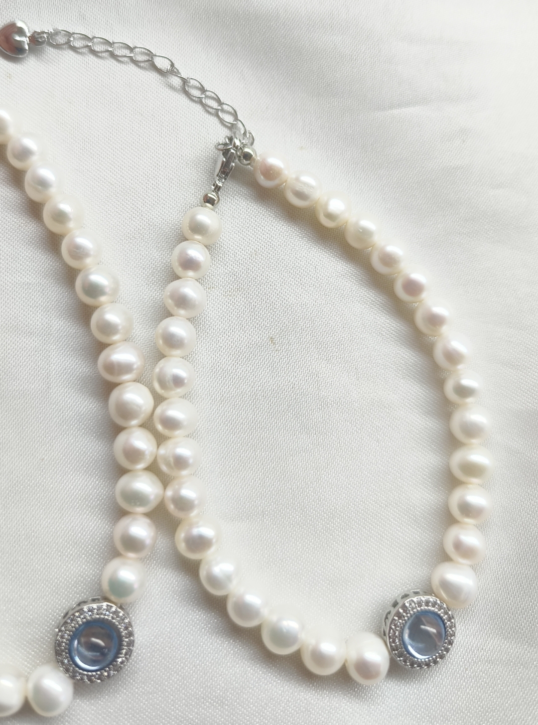 Sea Blue Treasure Micro Inlaid 5-6MM Freshwater Pearl Near Round Flawless Pearl Bracelet Hand String