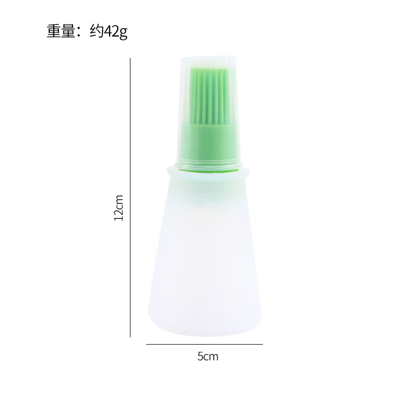 Kitchen silicone oil bottle brush with lid barbecue oil brush oil pot brush with scale silicone brush oil bottle flat bottom oil bottle brush