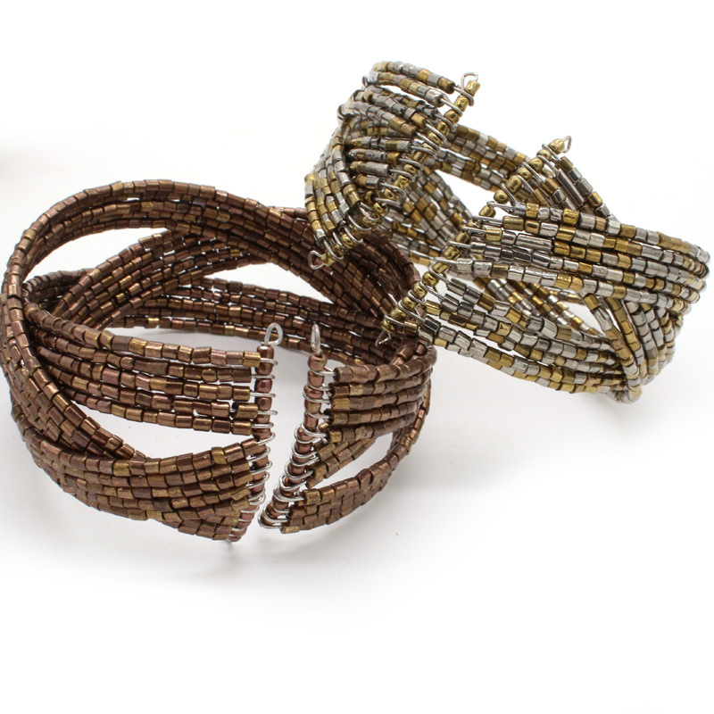 European and American ethnic style rice bead woven bracelet punk style fashion personality handmade bead multi-layer bracelet jewelry wholesale