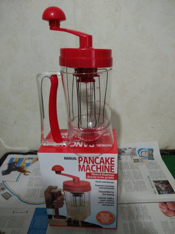 Hand cranked batter cup pancake machine, manual liquid separator, baking tool, distributor, leaking cup, stirring cup