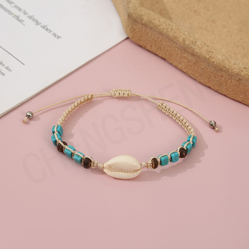 Cross border Ins style pearl shell weaving bracelet DIY turquoise bead jewelry women's versatile accessory set