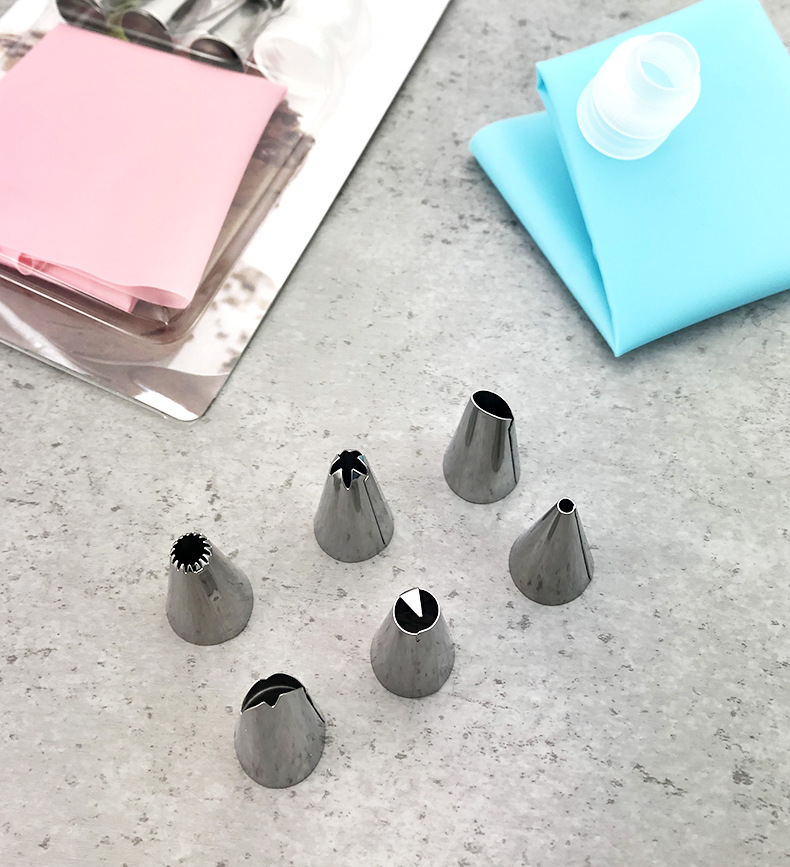 Stainless steel piping nozzle set of 8 pieces, puff cream nozzle cake tool, piping bag converter, baking supplies