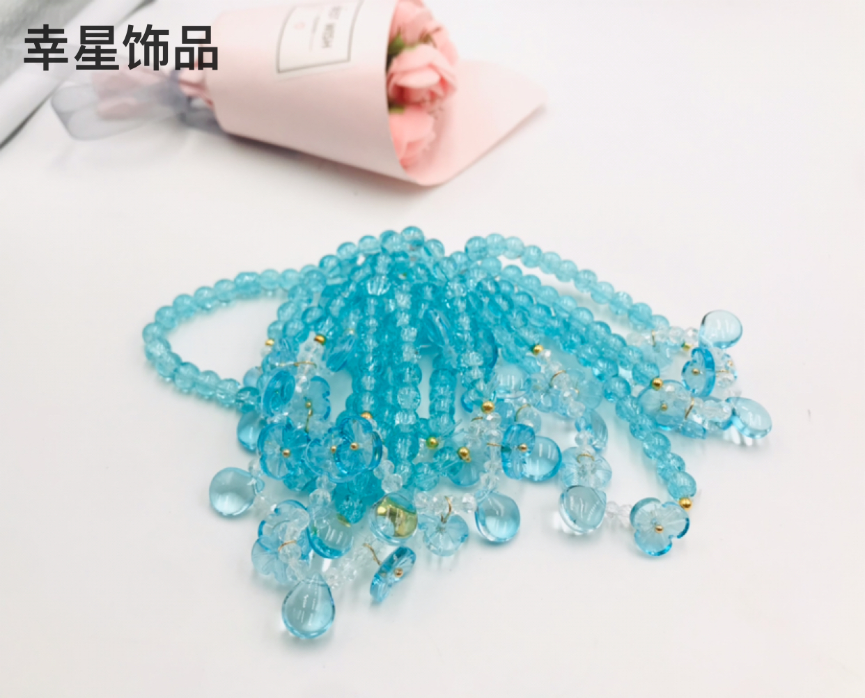 Crystal bracelet, best friend bracelet, summer jewelry, bead pendant, chain bracelet