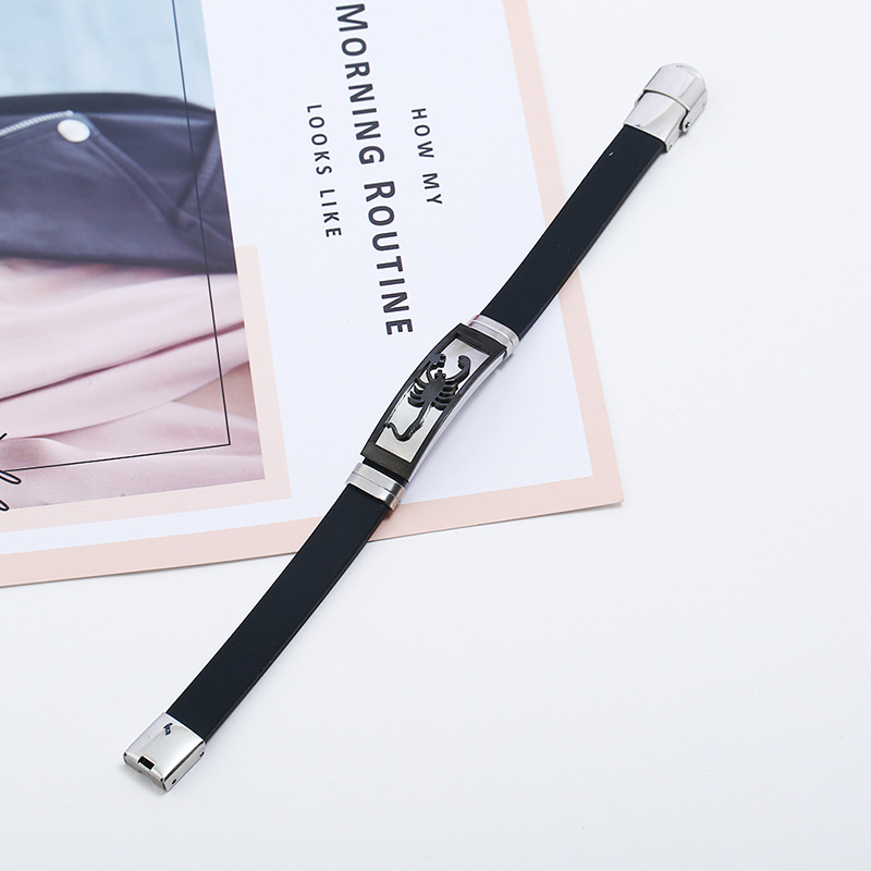 Korean version new men's silicone stainless steel bracelet rock style personalized scorpion bracelet titanium steel jewelry wholesale