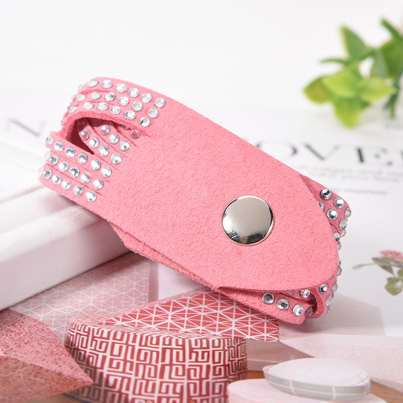 Wholesale leather bracelets, rhinestones, European and American bracelets, buckle bracelets, foreign trade trends, PU wave shaped bracelets