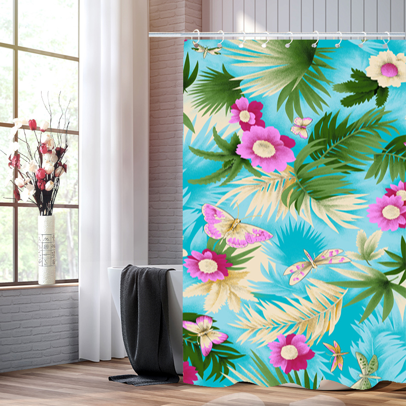 Bathroom dry wet separation shower curtain, waterproof wholesale and retail of polyester cloth, shower curtain