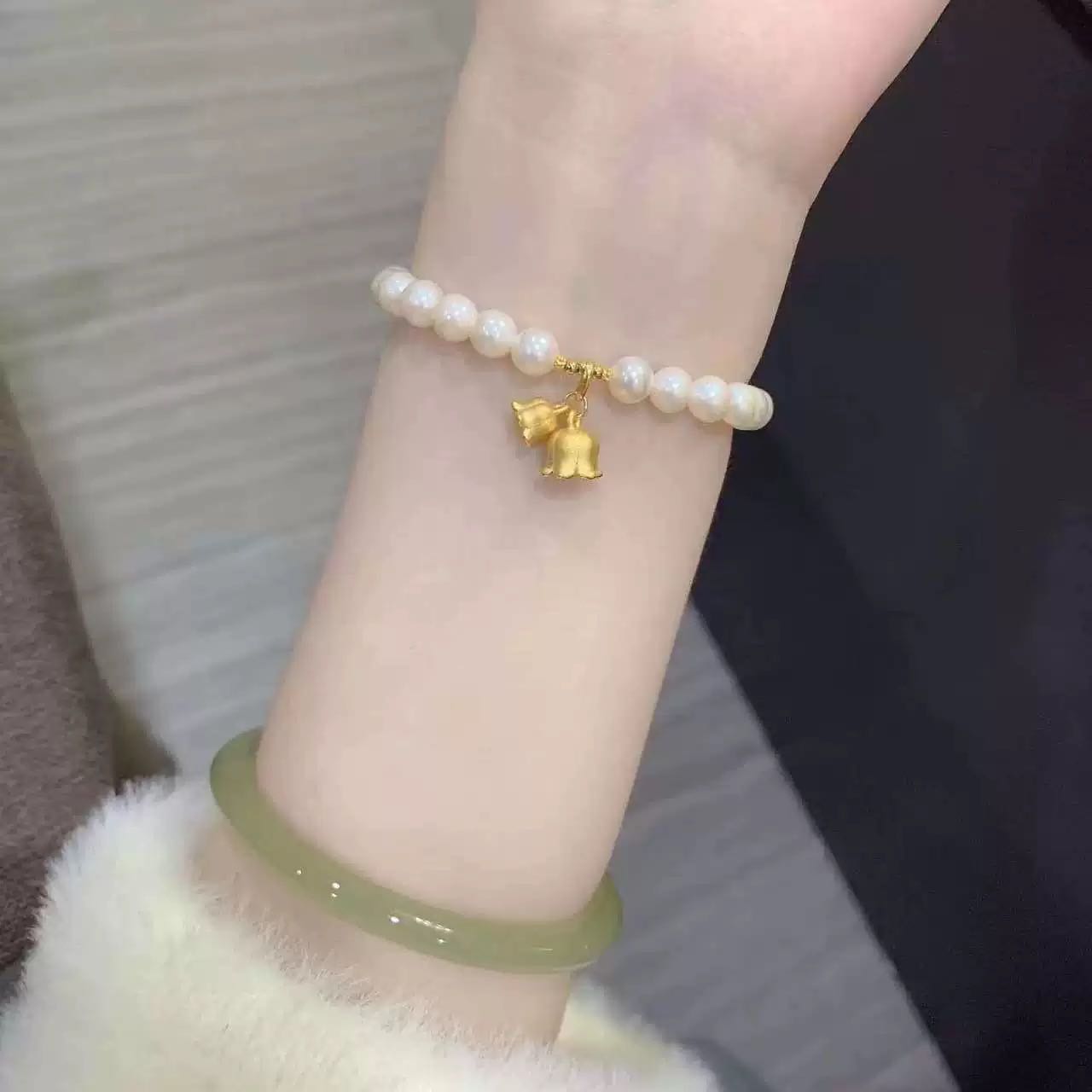 Yongfang Natural Freshwater Bell Orchid Pearl Bracelet, Light Luxury, High Grade, Retro Art Design