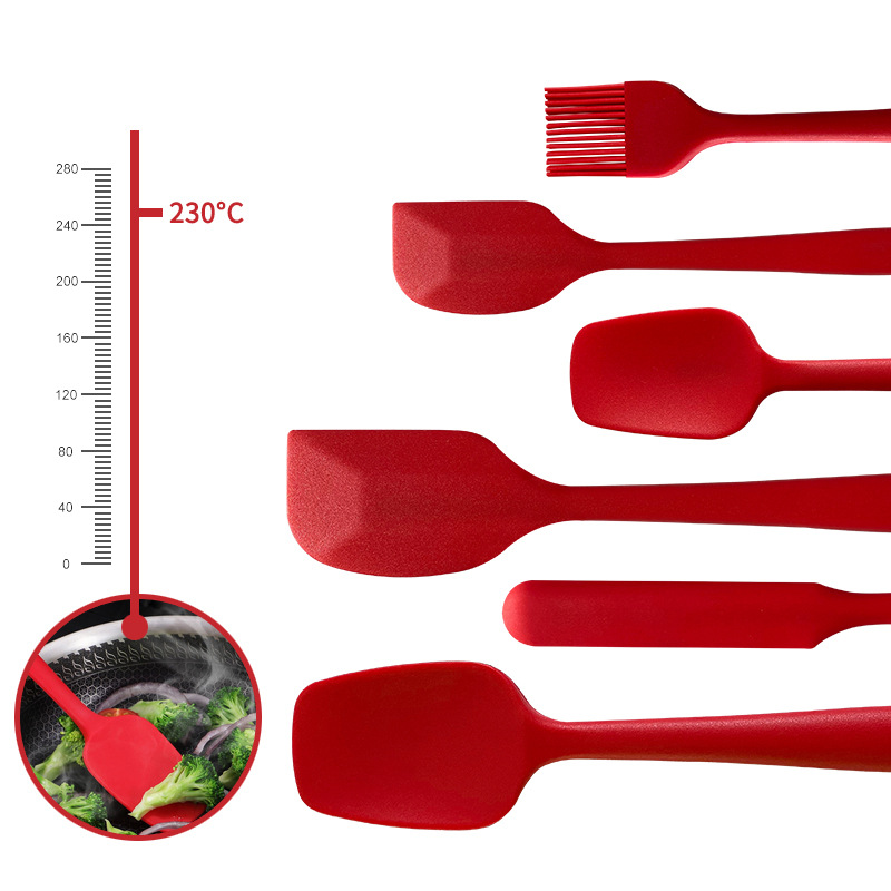 Spot wholesale silicone scraper set baking tool integrated cake cream scraper, oil brush scraper, 6-piece set