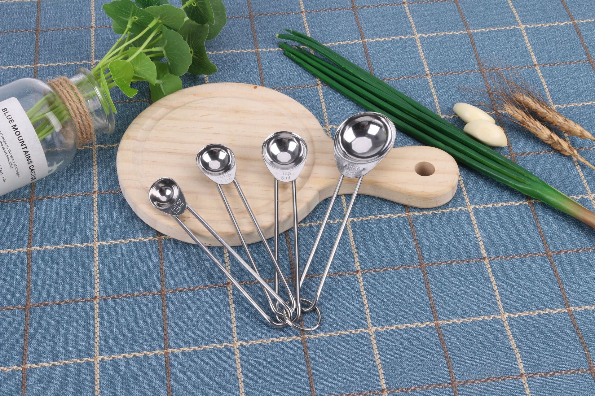 Stainless steel measuring spoon 7-piece set coffee spoon with scale baking milk powder measuring spoon set seasoning measuring spoon kitchen baking