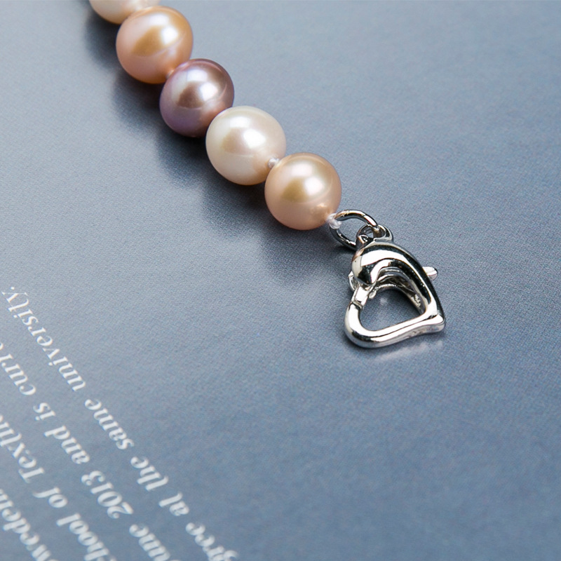 New Fashionable Fresh Freshwater Pearl Mixed Color Women's Round Pearl Bracelet Hand String Gift Wholesale