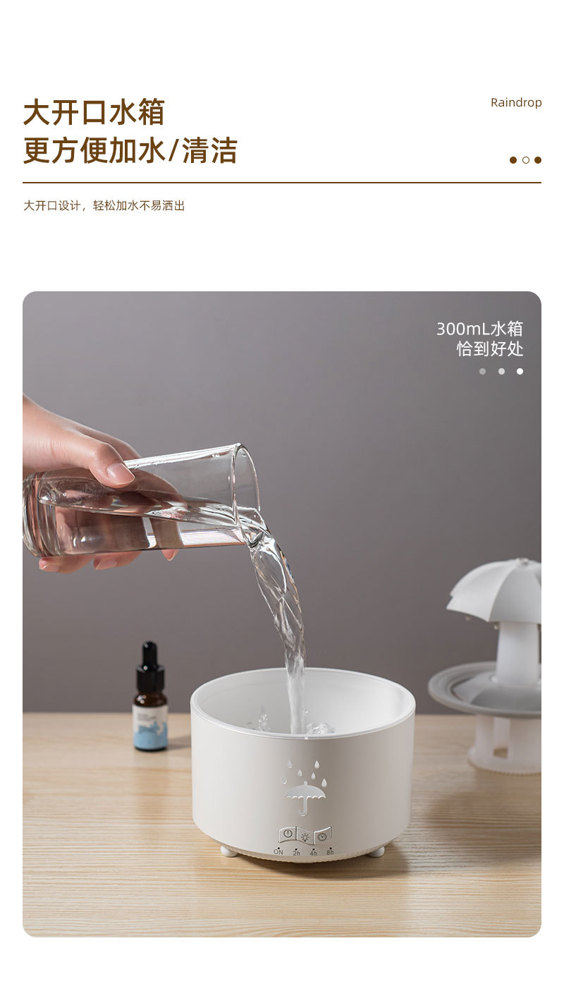 Rotating Raindrop Aromatherapy Machine, Heavy Fog Capacity, Home Office Essential Oil Fragrance Expansion, Desktop Colorful Aromatherapy Humidifier