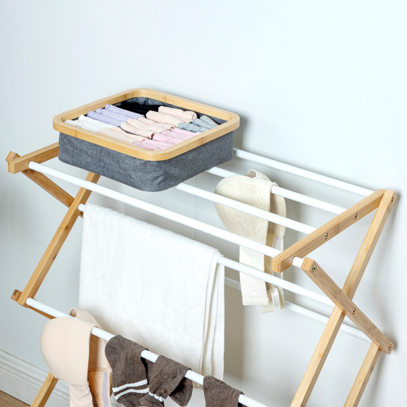 Drying towel rack, folding bamboo clothes rack, living room, coated iron bath towel rack, bathroom storage rack, floor to ceiling hotel