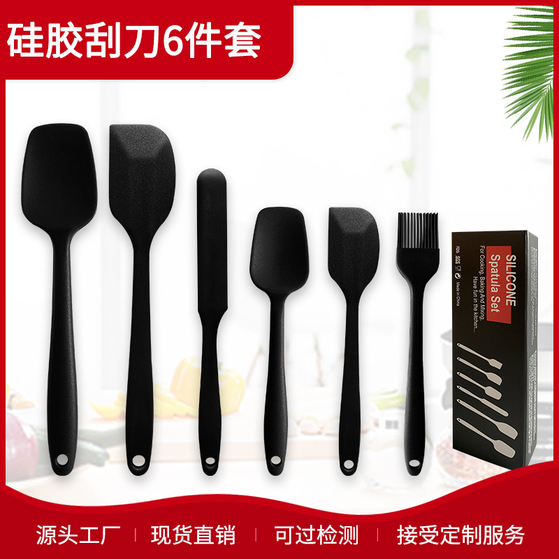 Spot wholesale silicone scraper set baking tool integrated cake cream scraper, oil brush scraper, 6-piece set