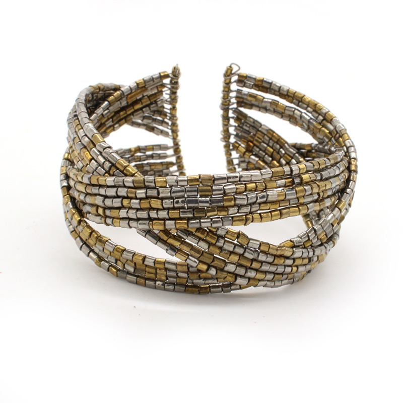 European and American ethnic style rice bead woven bracelet punk style fashion personality handmade bead multi-layer bracelet jewelry wholesale