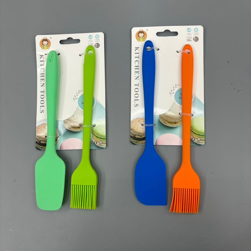 Silicone brush with scraping silicone brush set, food clip set