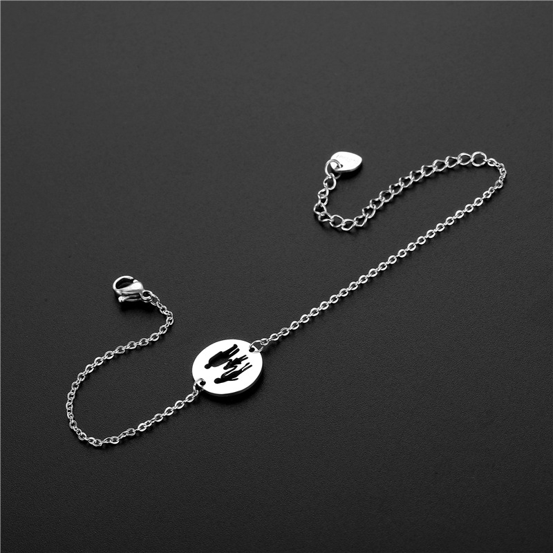 Family Series Three Family Dad Mom Son Cartoon Character Stainless Steel Bracelet South American Handmade