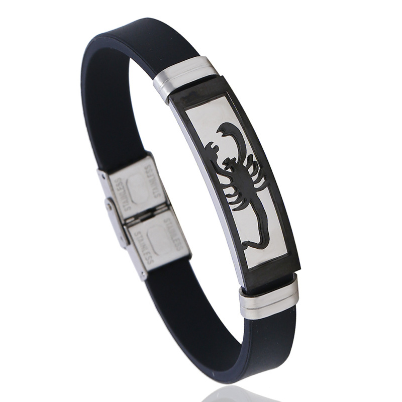 Korean version new men's silicone stainless steel bracelet rock style personalized scorpion bracelet titanium steel jewelry wholesale