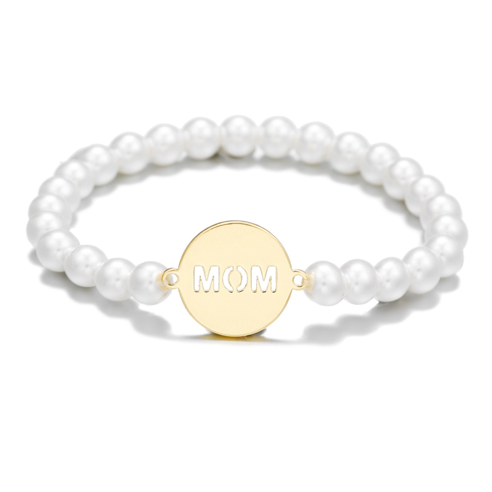 New Cross border Hot selling Pearl Style Mother's Day Gift Bracelet Simple and Versatile MOM High Brightness Pearl Bracelet Bracelet