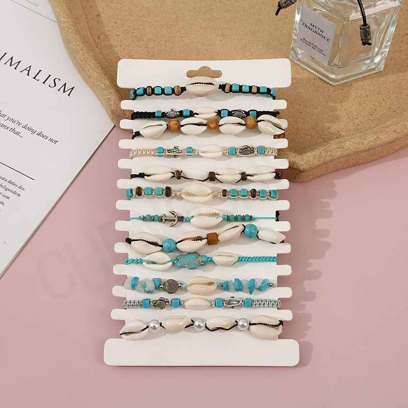 Cross border Ins style pearl shell weaving bracelet DIY turquoise bead jewelry women's versatile accessory set