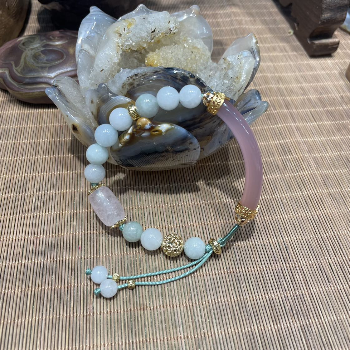 New Chinese style ancient style Chinese style original jewelry bracelet, natural jade adjustable handmade half bracelet