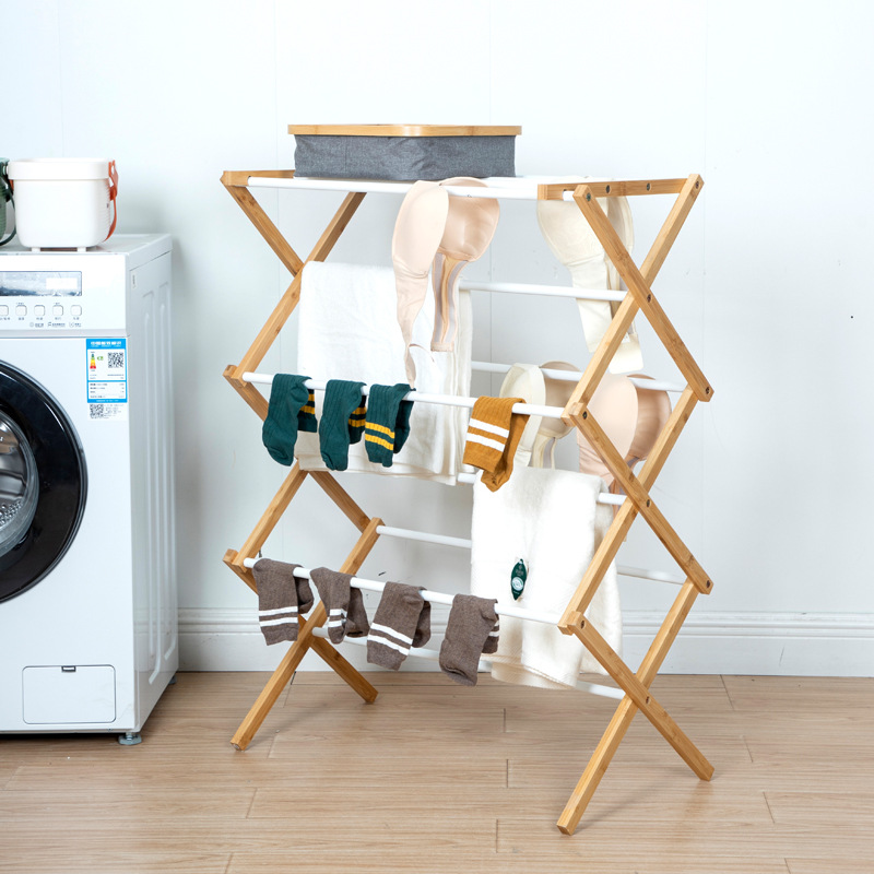 Drying towel rack, folding bamboo clothes rack, living room, coated iron bath towel rack, bathroom storage rack, floor to ceiling hotel