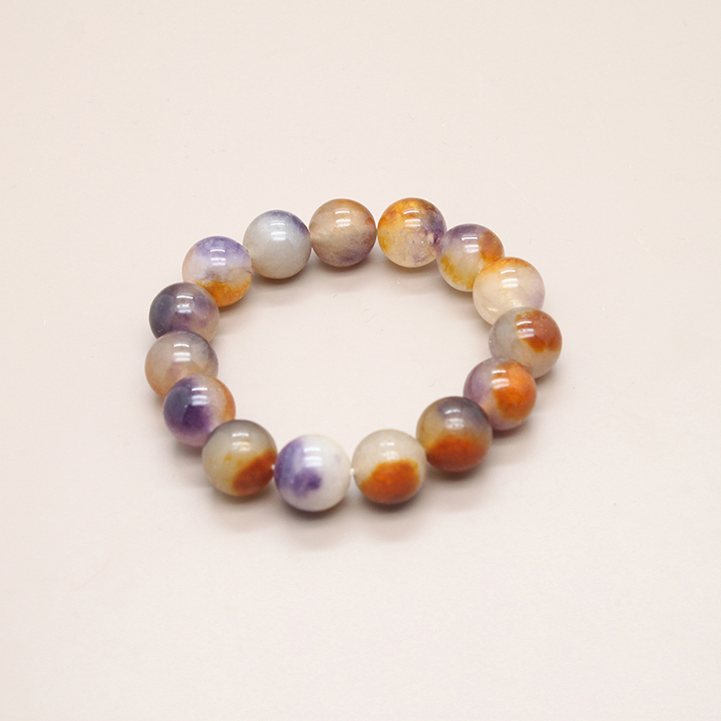 Quartz stone, jade, purple yellow crystal bracelet, quartz stone, single circle, seven colored jade, optimized colored bracelet jewelry