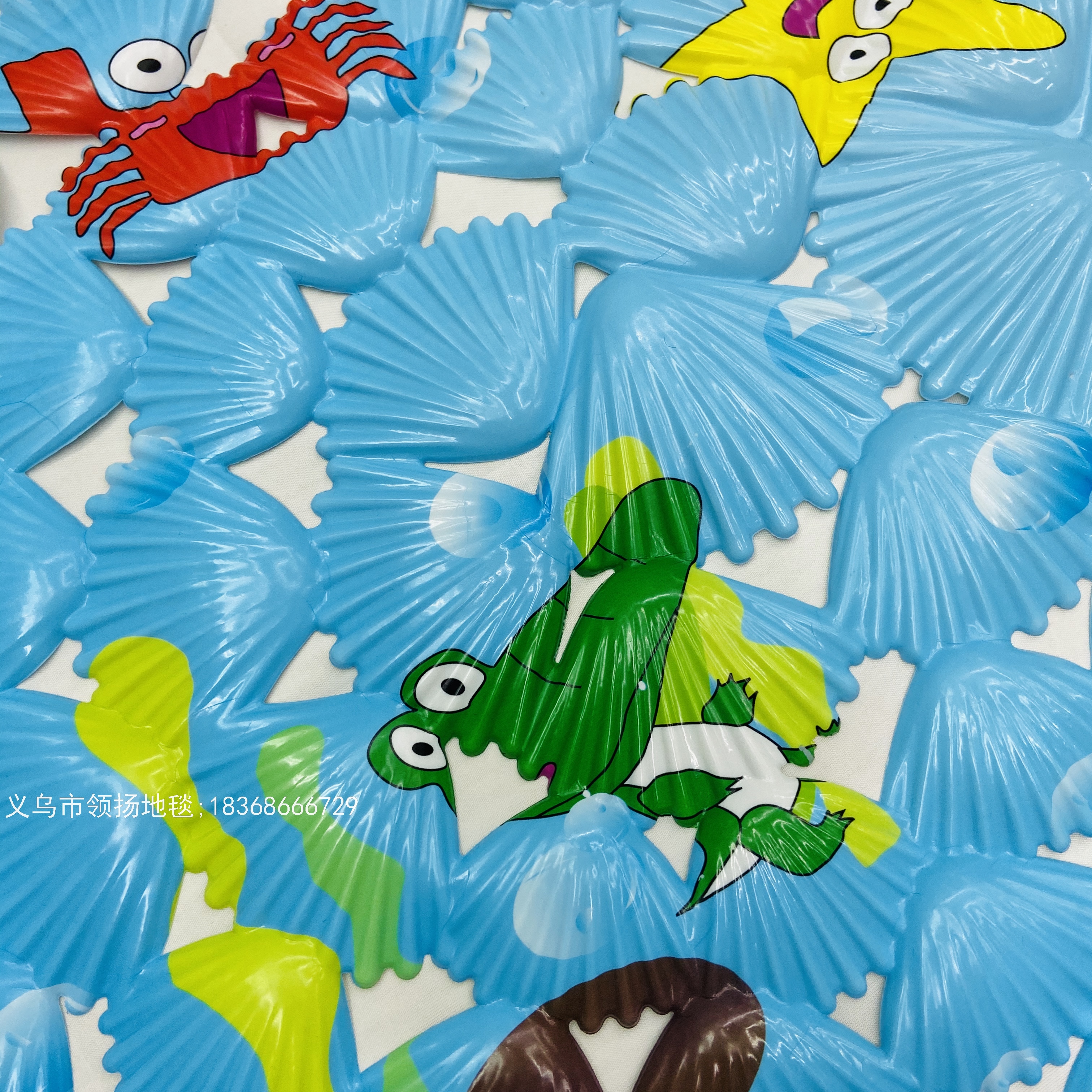 Shell printed PVC bathroom mat anti slip massage mat bathtub anti slip mat with suction cup PVC anti slip mat