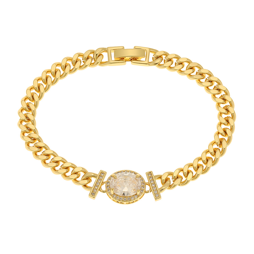 Luxury diamond studded women's fashion accessories, oval chain bracelet, hip-hop personalized bracelet, versatile bracelet wholesale