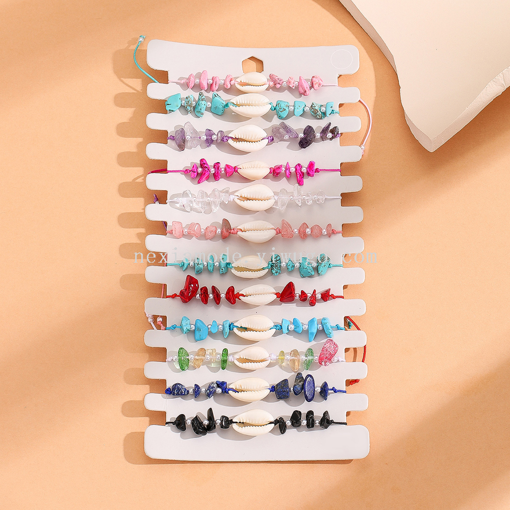 European and American Summer Beach Seaside Wind Natural Shell Bracelet Gravel Pearl Bracelet Bohemian Bracelet in Stock