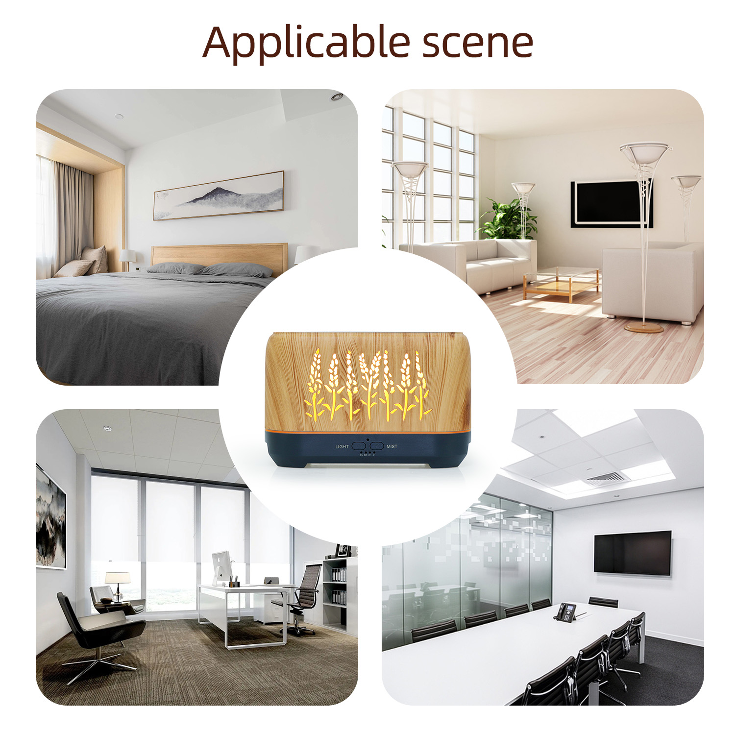 Creative flame aromatherapy machine, bedroom bedside table small night light, home office humidifier