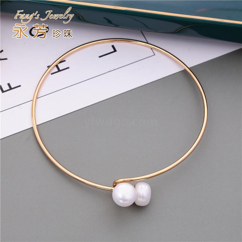 Ins Port Style Freshwater Pearl Open Adjustable Bracelet, Korean Versatile Thin Bracelet, European and American Style Bracelet