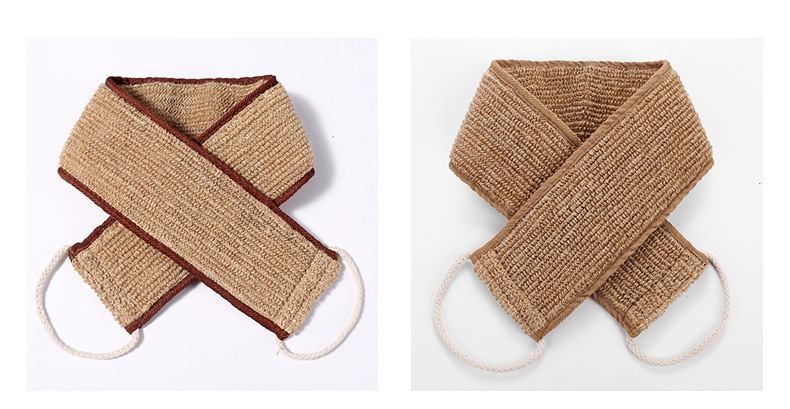 Customized shower towel, autumn hemp brown bath towel, household double-sided bath towel, ramie pull back strip, adult pull back strap