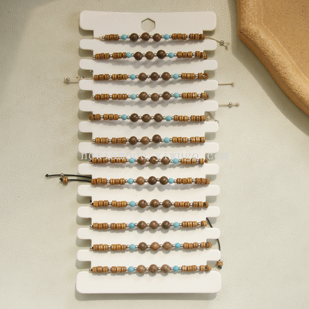 Ethnic style high beauty bracelet Bohemian retro niche design natural wood bead bracelet handmade in stock