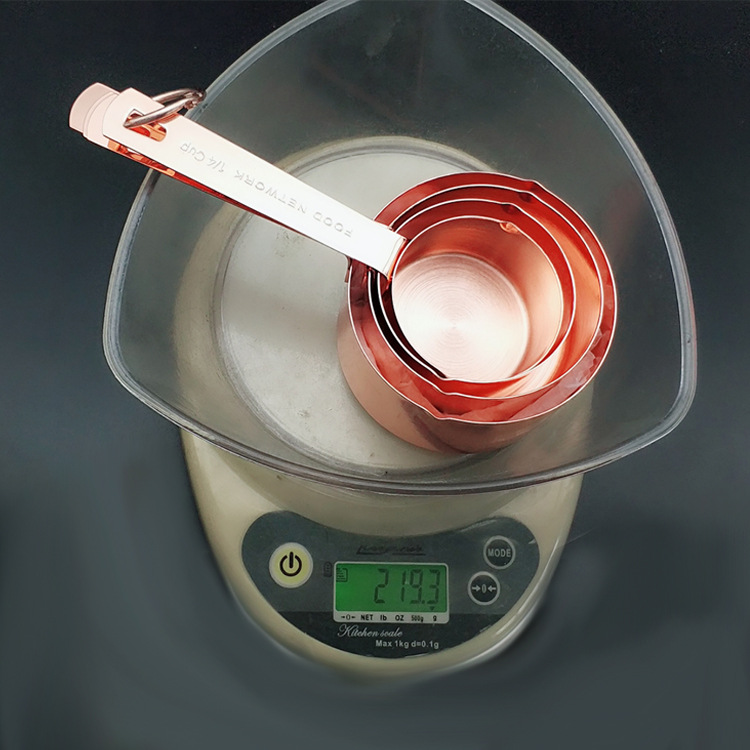 Rose gold copper plated stainless steel kitchen baking scale spoon set